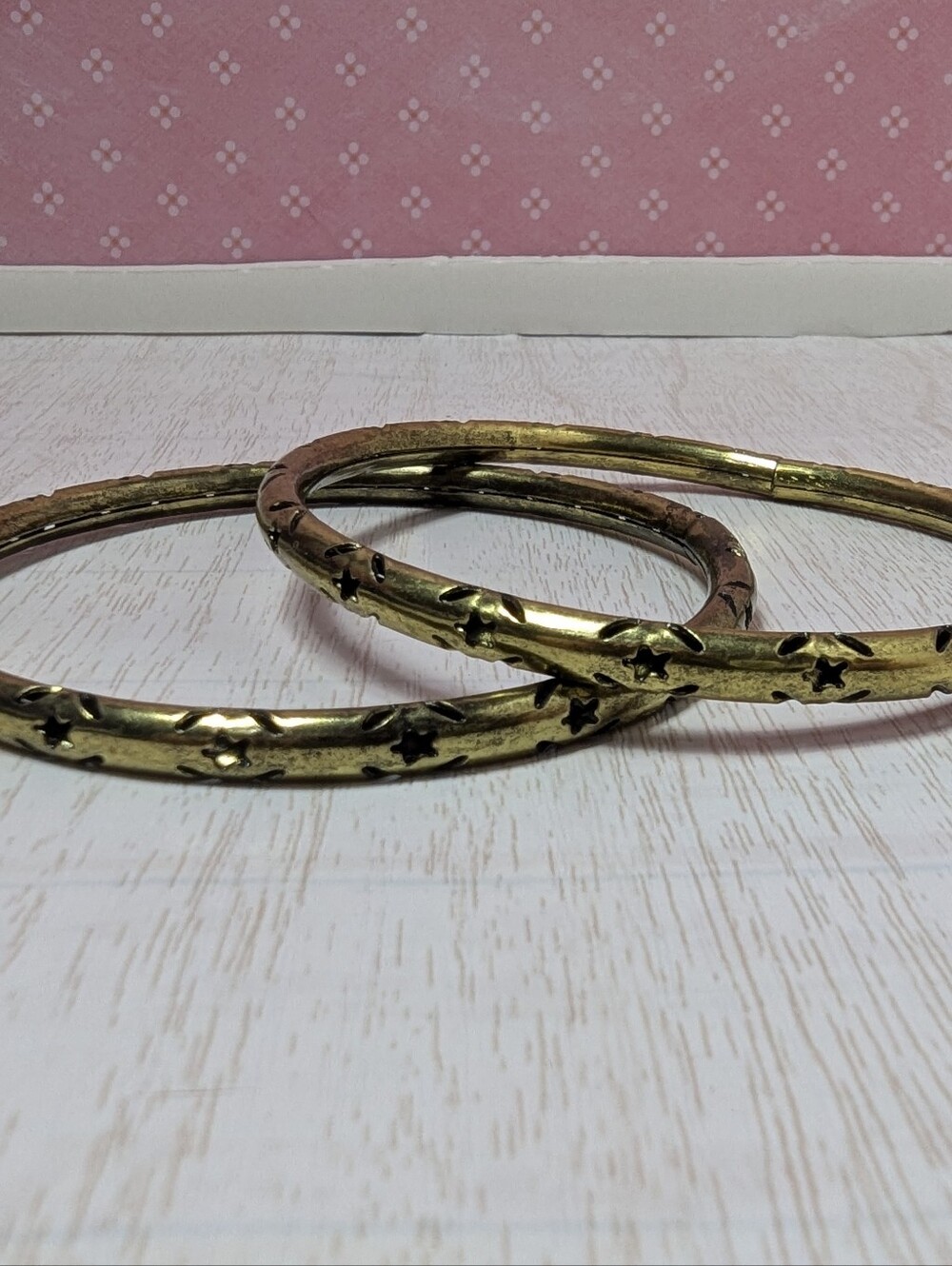 Brass Toned Star Geometric Bangles